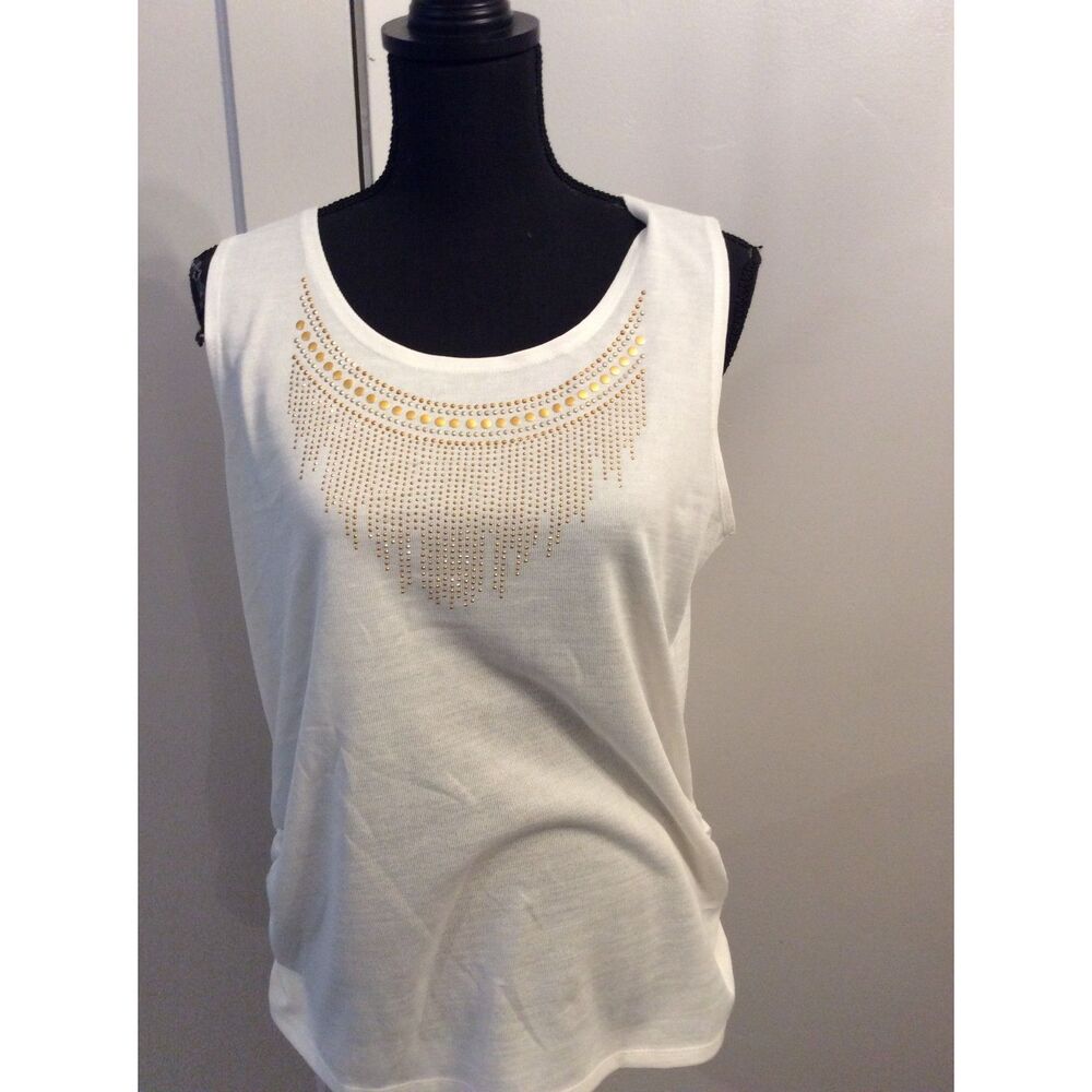 NWOT Shannon Ford NY large sleeveless Bling Sweater Ruched